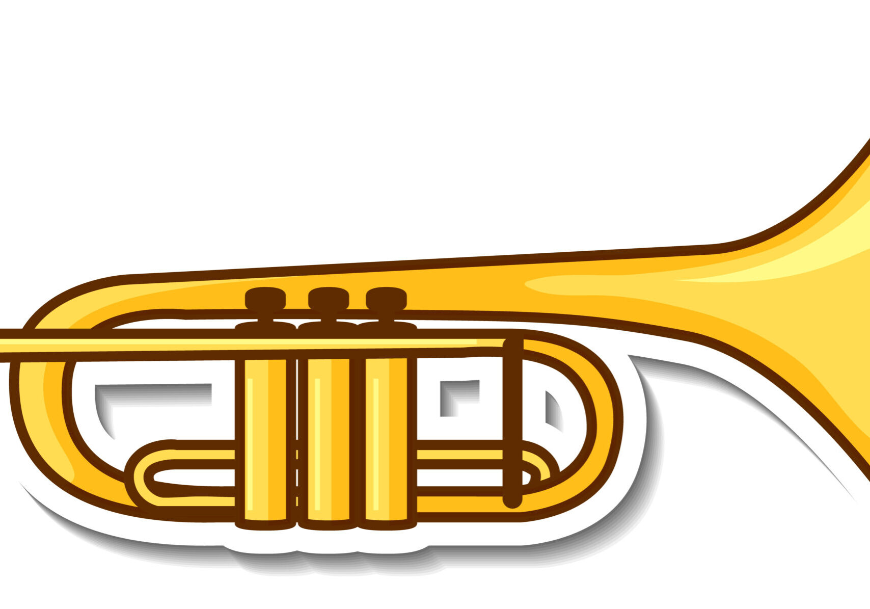 Sticker golden trumpet musical instrument illustration