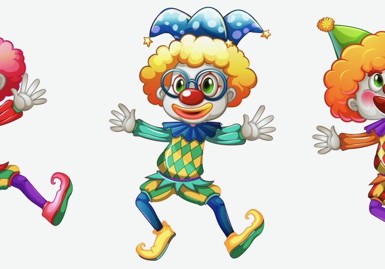 Set of clown cartoon character illustration